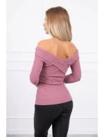 Halenka s výstřihem do V tmavě růžová