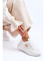 Lesklá sportovní obuv s zdobením Bíle Seneca