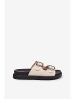 Dámské Pantofle S Přezkami Na Platformě Béžové Elamas