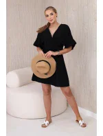 Mušelínové šaty s pasem černý