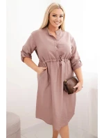 Dámská viskózová sukni Plus Size s knoflíky a vázáním v pase fango