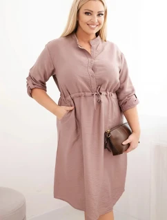 Dámská viskózová sukni Plus Size s knoflíky a vázáním v pase fango