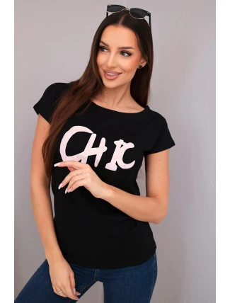 Dámská bavlněná halenka s potiskem CHIC černá