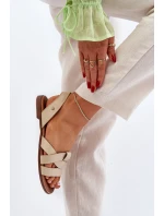 Zazoo 40185 Pohodlné kožené klínové sandály hnědé