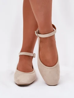 Eko Semišové Baletky S Páskem A Přezkou Béžové Deomira