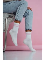 Dámské Ponožky Tenké Pruhy Bílá-Růžové