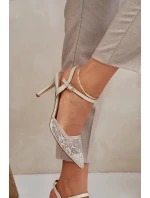 Dámské lodičky s odkrytou patou a ozdobami – zlaté Nanadra Dámské lodičky s odkrytou patou a ozdobami – zlaté Nanadra