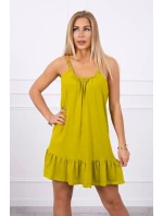 Šaty s tenkými pásky z kiwi