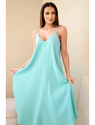 Šaty mušelínové na ramínka mintová Šaty mušelínové na ramínka mintová