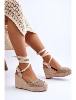 Vázané dámské sandály na klínu Béžové Josephine