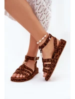 Dámské sandály na platformě se zlatým detailem leopard Kartia