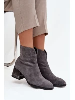 Dámské boty z přírodního semiše na podpatku vyhřívané Vinceza 66806 šedé