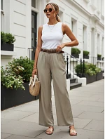 Dámské kalhoty z lyocellu se širokými nohavicemi v barvě mokka, FashionStreet UY3082