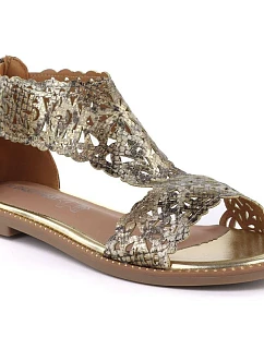 Dámské ažurové sandály z hadí kůže ve zlaté barvě M.Daszynski MR24148-2
