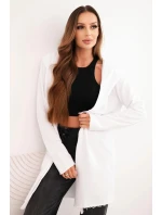 Dámská mikina z bavlny s kapucí a prodlouženým předním dílem bílá
