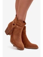 Dámské kotníkové boty na sloupku s třásněmi Camel Rosabella