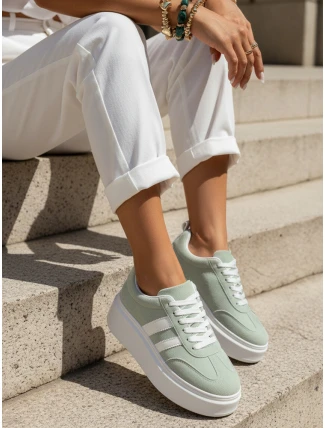 Dámské kožené tenisky na platformě mint FashionStreet ZY1375