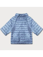 Oboustranná dámská bunda plus size s 3/4 rukávy Minority světle modrá/květiny (M23-7010-50)