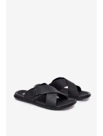 Pánské Kožené Sandały S Přezkou Big Star RR174076 Černé