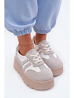 Semišové tenisky na platformě GOE TT2N4052 bílé