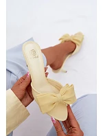 Dámské sandály na jehlovém podpatku s mašlí Žluté Jelessa