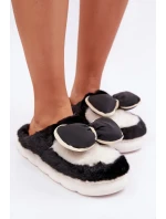 Futrzane Pantofle S Mašlí Černé Grilis Futrzane Pantofle S Mašlí Černé Grilis