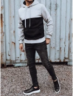 Pánská mikina s kapucí světle šedá FashionStreet BX5799