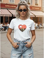 Dámské bavlněné tričko s potiskem, bílé, FashionStreet NX8054RY
