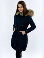 Tmavě modrá dámská zimní bunda parka s odepínací podšívkou a kapucí (7626) Tmavě modrá dámská zimní bunda parka s odepínací podšívkou a kapucí (7626)