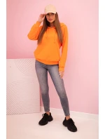 Dámská bavlněná mikina s kapucí a kapsami oranžová