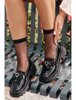 Kožené Dámské Mokasíny S Mašlí A Srdcem D&A LZ42-032 Černé