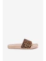 Dámské pantofle na pěnové podrážce s kožešinou Big Star SS274715 Leopardí Béžové