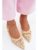 Dámské krajkové sandály na podpatku s mašlí Žluté Maribelle