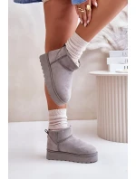 Sněhule Dámské Na Platformě Zateplené Kožíškem Šedé Xamella