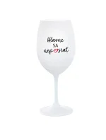 HLAVNE SA NEPOSRAŤ - biely pohár na víno 350 ml