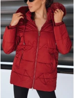 Dámská prošívaná zimní bunda s kapucí FashionStreet bordó TY5329 Dámská prošívaná zimní bunda s kapucí FashionStreet bordó TY5329