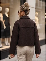 Krátký dámský kabát typu „baranek“ se zipem, čokoládová barva, FashionStreet TY6058