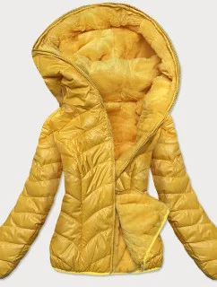 Žlutá krátká oboustranná dámská bunda pro přechodné období (M832A)