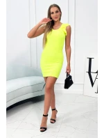 Šaty s nařasenými rukávy žluté neonové Šaty s nařasenými rukávy žluté neonové