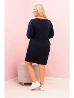 Dámská sukýnka Plus Size s bavlnou jednoduchého střihu a rukávem 3/4 modrá