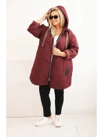 Dámská bunda Plus Size prošívaná s kapucí a nápisem HOPE švestková