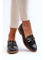 Kožené dámské lakované mokasíny Laura Messi 2760 modré