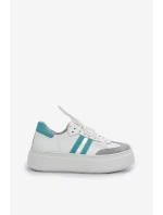 Zazoo N1068S8 Kožené Nízké Tenisky Dámské Na Platformě Bílé