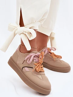 Dámské Tenisky S Dvojitými Šňůrkami Světle Hnědé Relisa