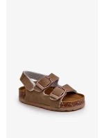 Dětské sandály na korkové platformě, zapínání na suchý zip, Khaki Rorria Dětské sandály na korkové platformě, zapínání na suchý zip, Khaki Rorria