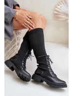 Nazouvací kozačky s ponožkovým svrškem černé Iranel