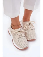 Dámské kožené polobotky s připínacím doplňkem Artiker – béžové