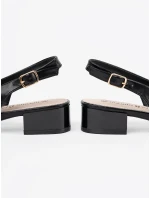 Zajímavé  sandály dámské černé na širokém podpatku