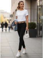 Dámské kalhoty mom fit s páskem černé FashionStreet UY2873