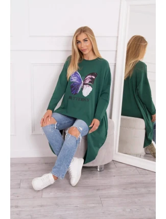 Oversize halenka s potiskem tmavě zelená Oversize halenka s potiskem tmavě zelená